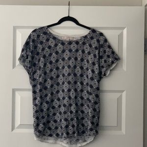 Blue and white sleeveless sweater from Loft